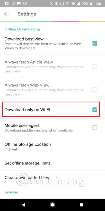 Chọn Download only on Wi-Fi