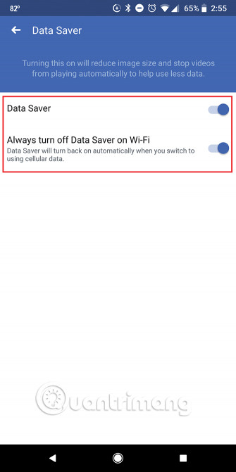 Bật Always turn off Data Saver on Wi-Fi