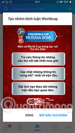 Chọn Bắt đầu tạo nhóm
