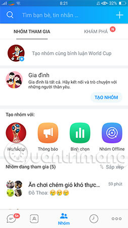 Chọn mục Tạo nhóm cùng bình luận World Cup