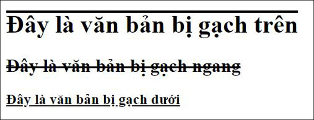 Đặc tính text-decoration cho các kiểu định dạng đặc biệt khác