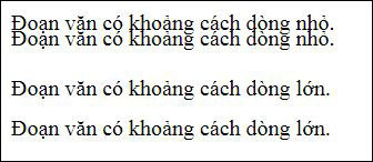 Ví dụ về khoảng cách giữa các dòng trong CSS