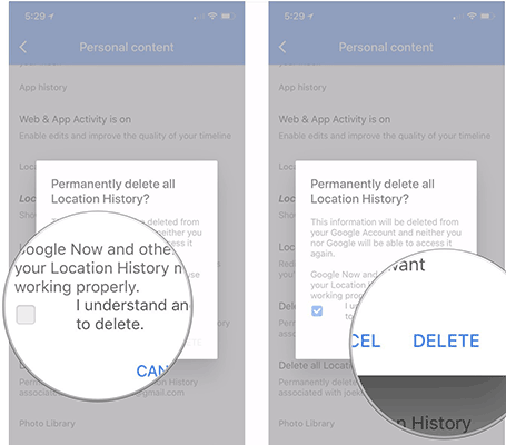 Xóa dữ liệu cá nhân trên Google Maps