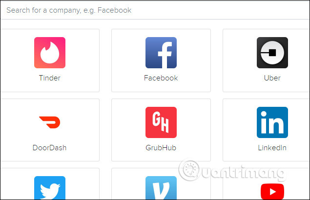 Chọn ứng dụng muốn tải dữ liệu 