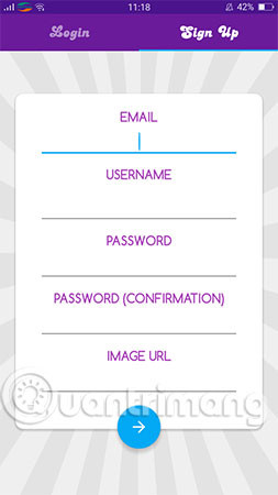 Bấm Sign up để đăng ký tài khoản