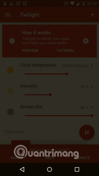 Tăng độ mờ màn hình 