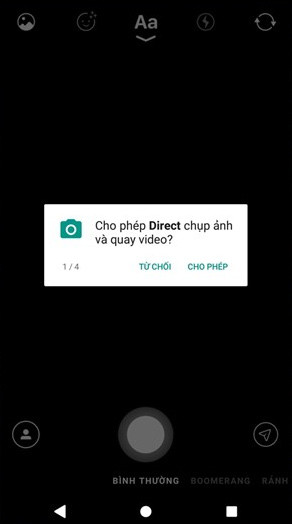Yêu cầu được cấp quyền truy cập và sử dụng một số chức năng của thiết bị