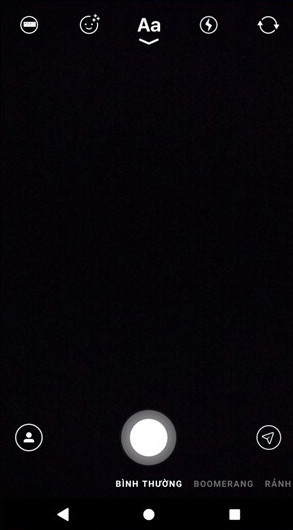 Giao diện camera với đầy đủ các tính năn của Instagram