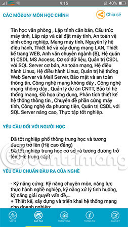 Chọn mục Đào tạo