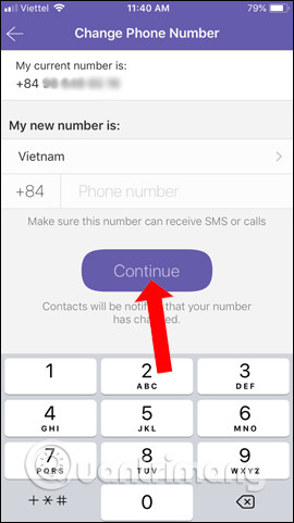 Nhập số điện thoại mới