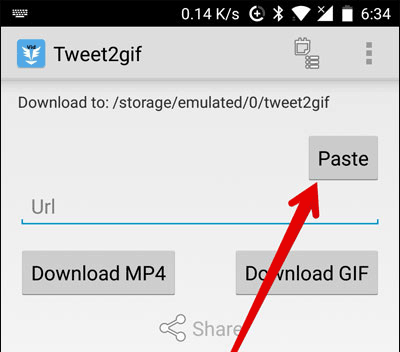 Dán link vào Tweet2Gif
