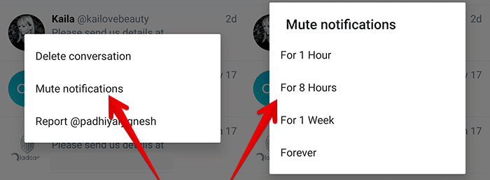 Chọn thời gian muốn tắt thông báo Twitter