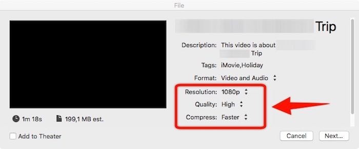 Choose the video resolution you want