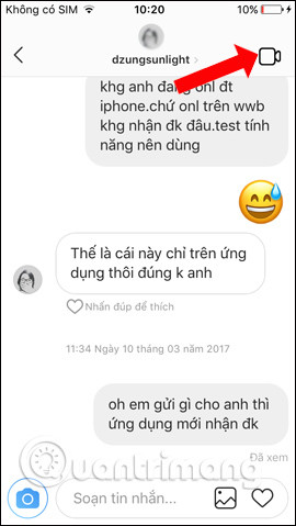 Nhấn chọn biểu tượng video