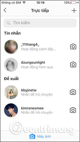 Chọn tài khoản liên lạc