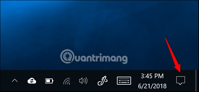Click vào thông báo để mở Action Center