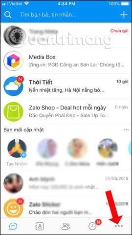 Giao diện Zalo