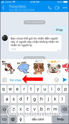 Hiển thị sticker gợi ý