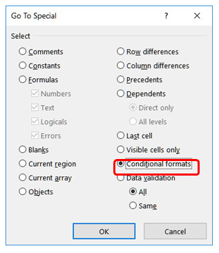 Chọn Conditional formats