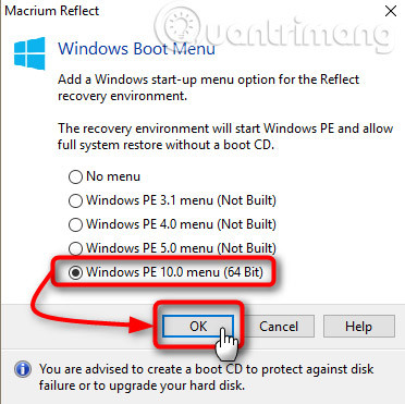 Chọn Windows 10 PE