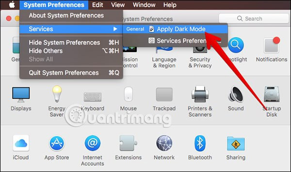 Chọn Apply Dark Mode