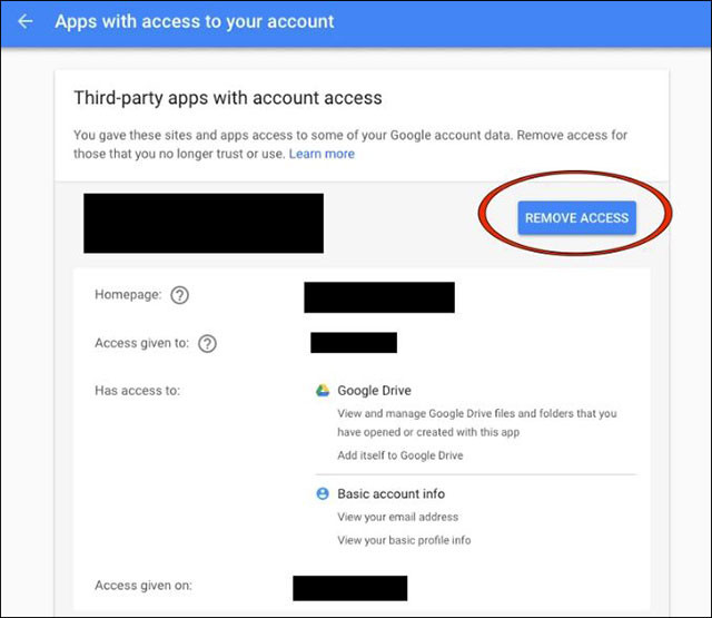Xóa quyền truy cập Gmail đã trao cho ứng dụng bên thứ 3