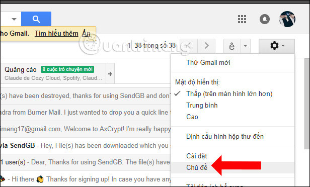 Cách thay đổi hình nền Gmail theo ý thích - Thay đổi hình nền mặc định