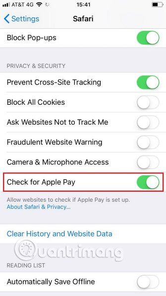 Turn off Check for Apple Pay