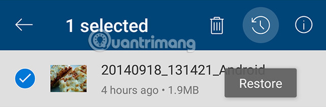 Chọn Restore từ OneDrive