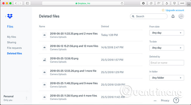 Chọn Deleted Files