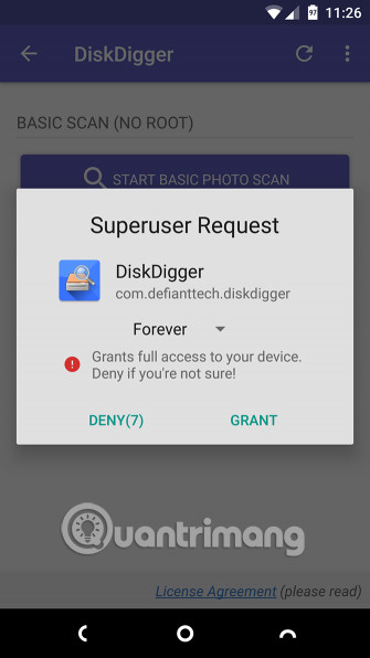 Cấp quyền cho ứng dụng 