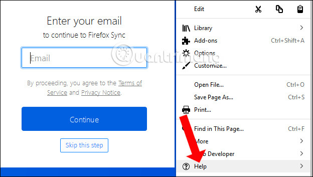 Nhấn chọn mục Help