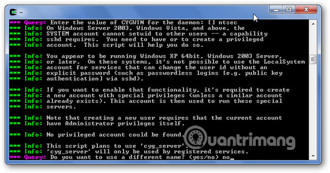 Gõ no để không sử dụng tài khoản khác