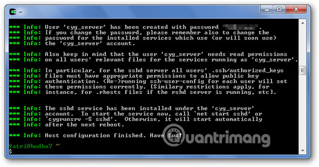 Hoàn tất cấu hình