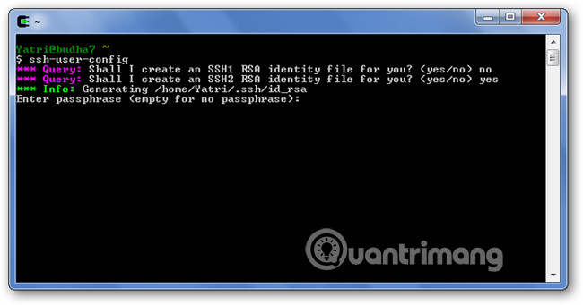 Tạo khóa cho tài khoản người dùng