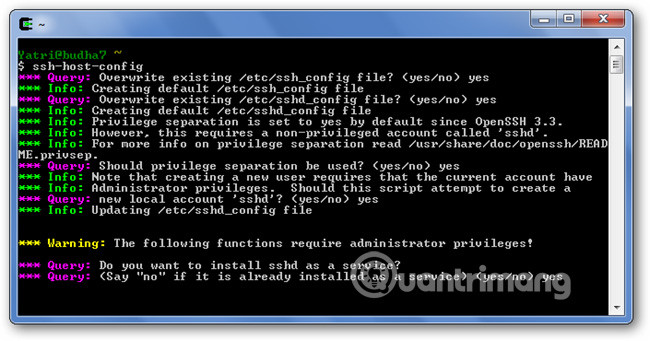 Cài đặt sshd như một dịch vụ