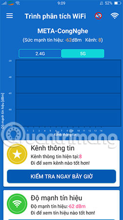 Công cụ sẽ tiến hành đo mức ổn định của đường truyền Wi-Fi