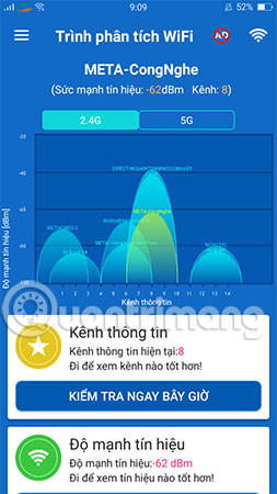 Cột sóng màu vàng chính là đường truyền sóng Wi-Fi của bạn