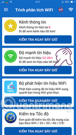 Chọn mục Độ mạnh tín hiệu