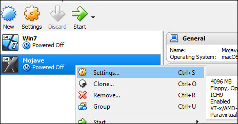 Giao diện Settings