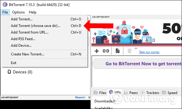 Chọn tải file torrent