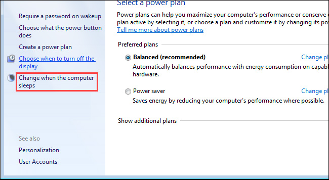 Thay đổi chế độ Sleep