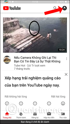 Xen video Youtube chế độ ẩn danh