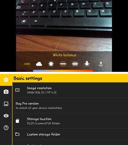 Giao diện Camera FV-5 Lite