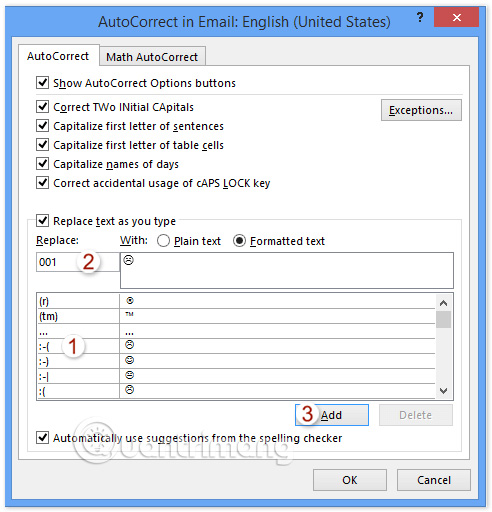 Thay thế biểu tượng cảm xúc bằng số