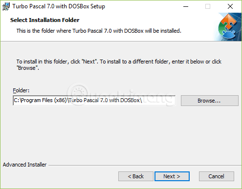 Chọn thư mục cài Pascal