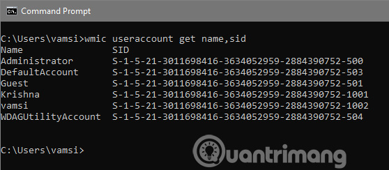 Cách tìm SID (Security Identifier) cho tài khoản người dùng trong Windows