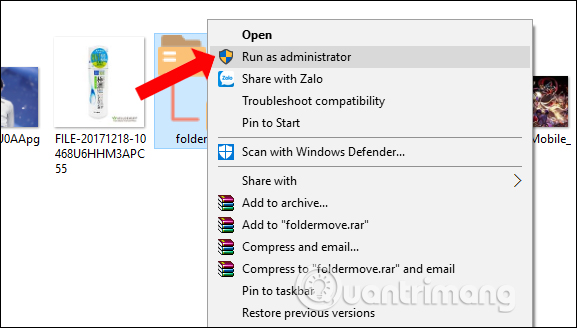 Chạy phần mềm quyền Admin