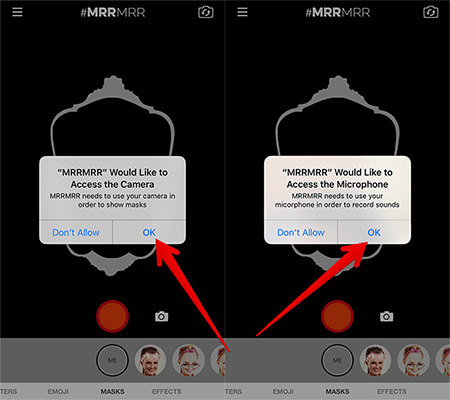 Cho phép MrrMrr truy cập camera của điện thoại