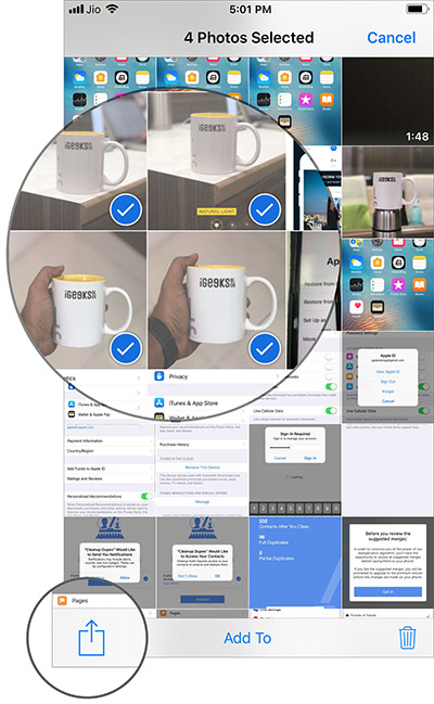 Chọn ảnh muốn thêm vào album